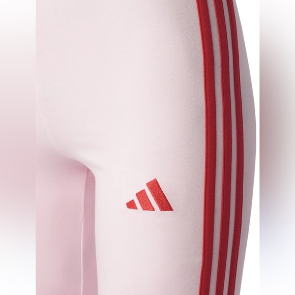 NWT!! adidas Light Pink Leggings with Red Side Stripes - Picture 4 of 6